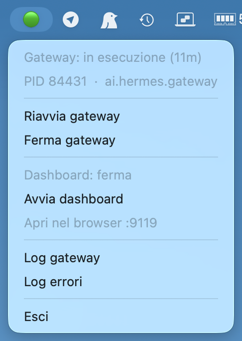 HermesMenuBar in Italian