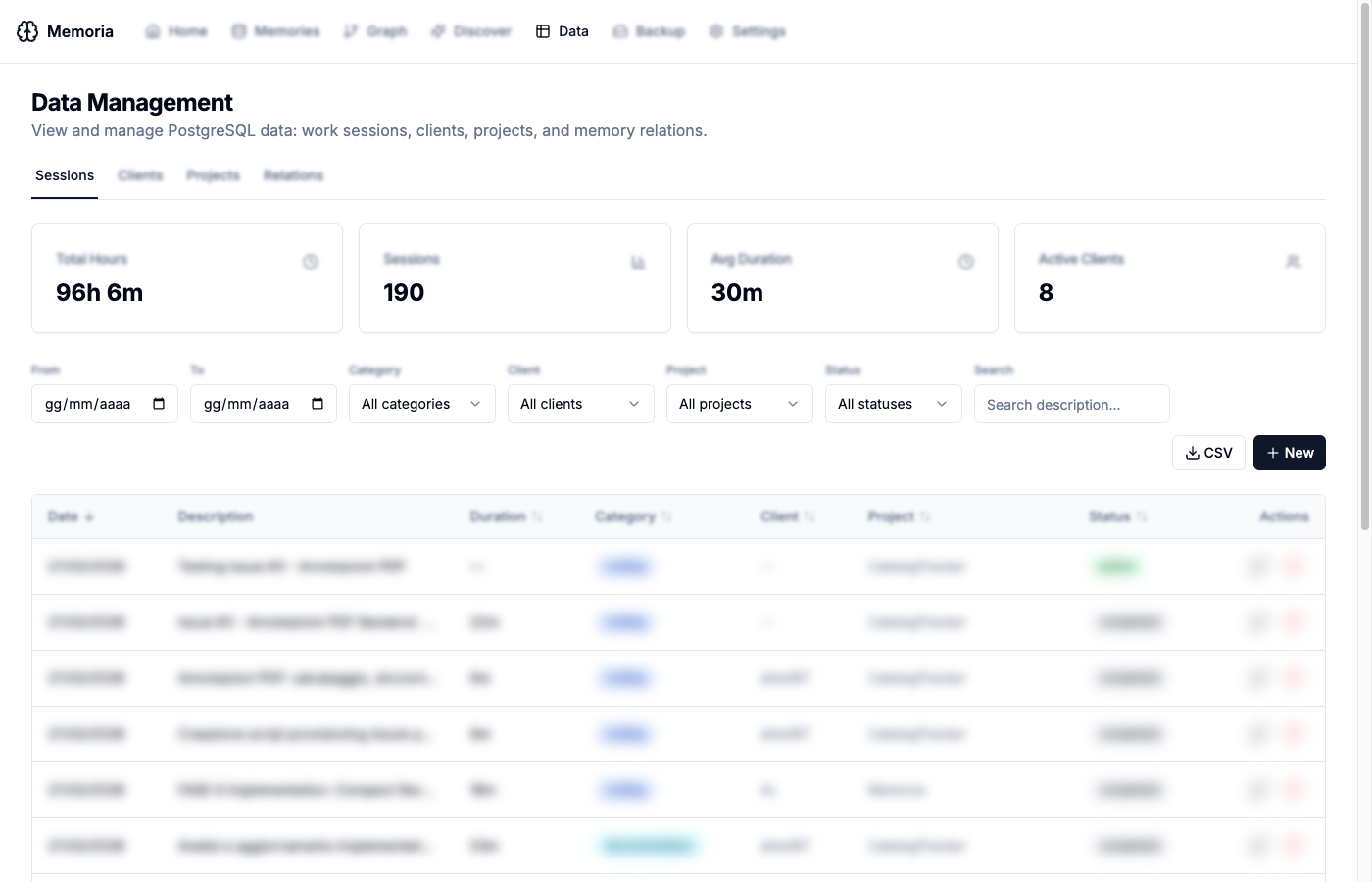 MCP Memoria - Smart Recall, Data Management & Parallel Sessions